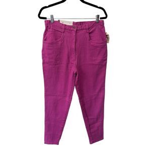NWT NEW Forelli Di Colori cropped High Rise Jeans Stretch Magenta Pink US Size 6